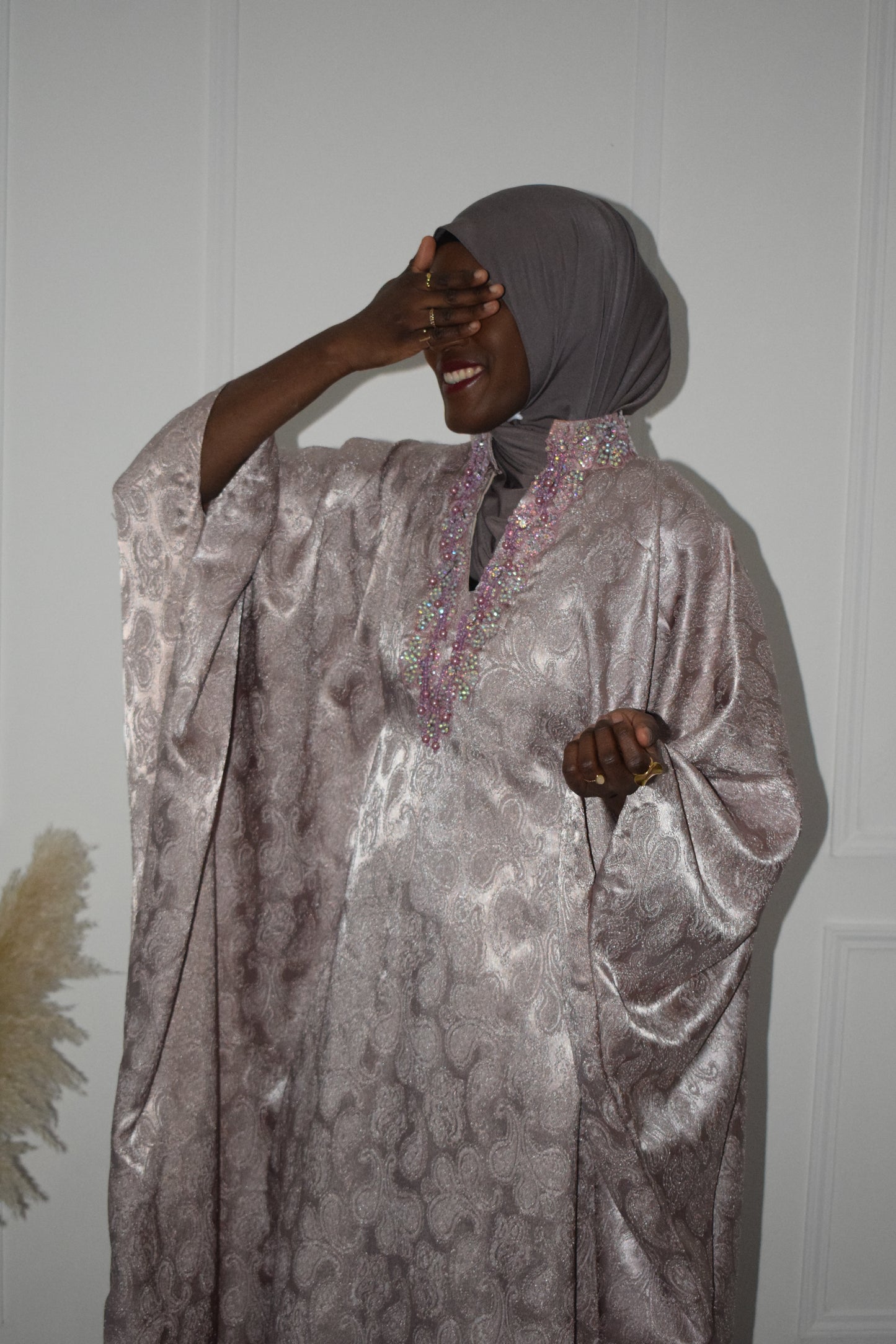 Robe longue en brocart de coton