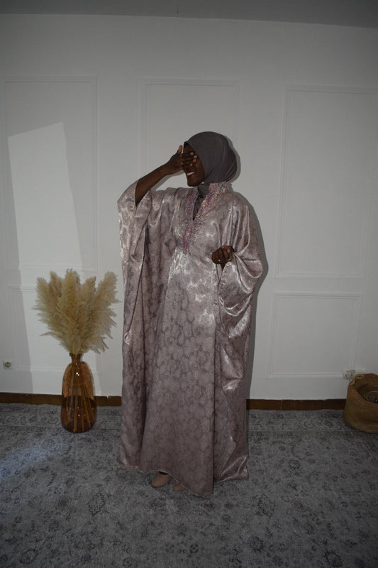 Robe longue en brocart de coton