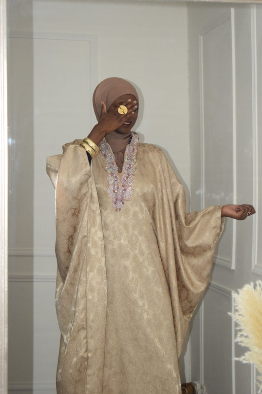 Robe longue en brocart de coton